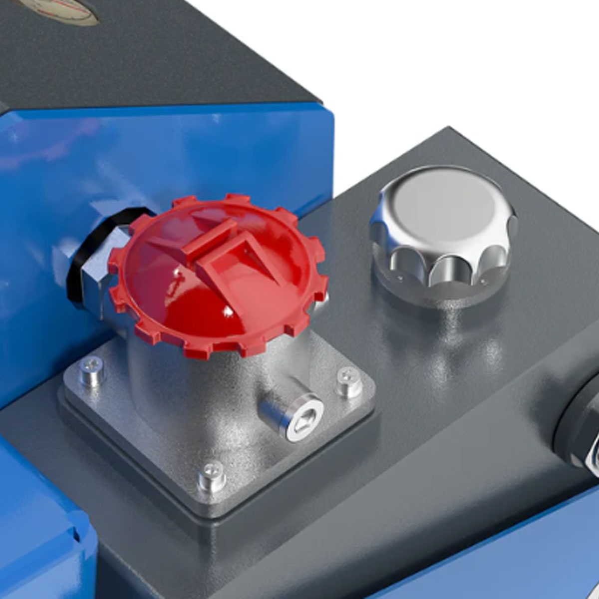 Détail des commandes et bouchons de réservoir du chargeur compact RIPPA RS06
