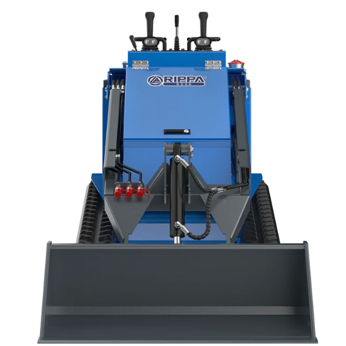 Vue de face du chargeur compact sur chenilles RIPPA RS06 avec godet